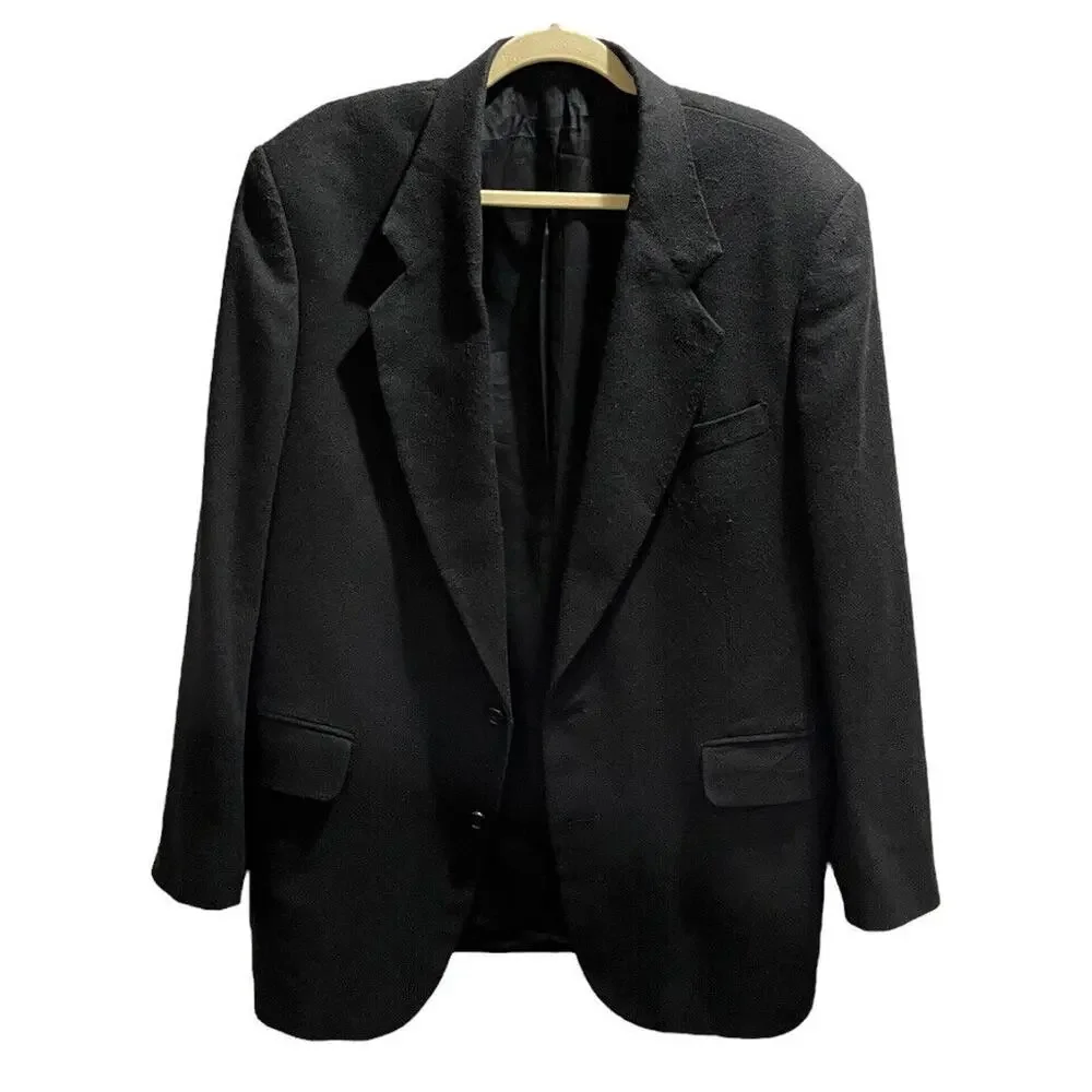 Oscar De La Renta Sports Coat Men 42R‎ Black Blazer Single Breasted Jacket